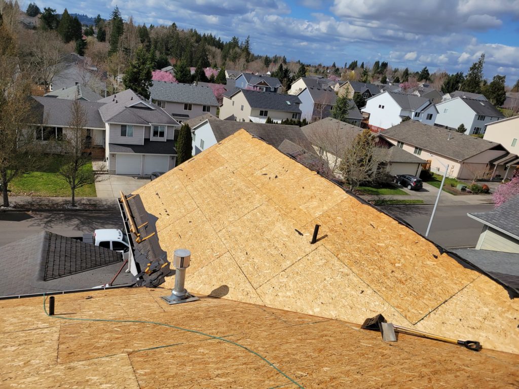 A top view of a residential roof